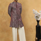 Men’s Woven Silk Jacquard Indo-Western Set ( 50JIND P11W 164Maroon )