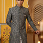 Men’s Woven Silk Jacquard Indo-Western Set ( 50JIND P5W 164Grey S )
