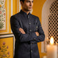 Silk Blend Woven Indo-Western Set ( 50JIND P5W 171Navy S )