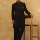Men’s Maroon Velvet Embroidered Indo-Western Set ( 50JIND PJ11B 103Maroon )