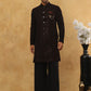 Men’s Maroon Velvet Embroidered Indo-Western Set ( 50JIND PJ11B 103Maroon )