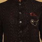 Men’s Maroon Velvet Embroidered Indo-Western Set ( 50JIND PJ11B 103Maroon )