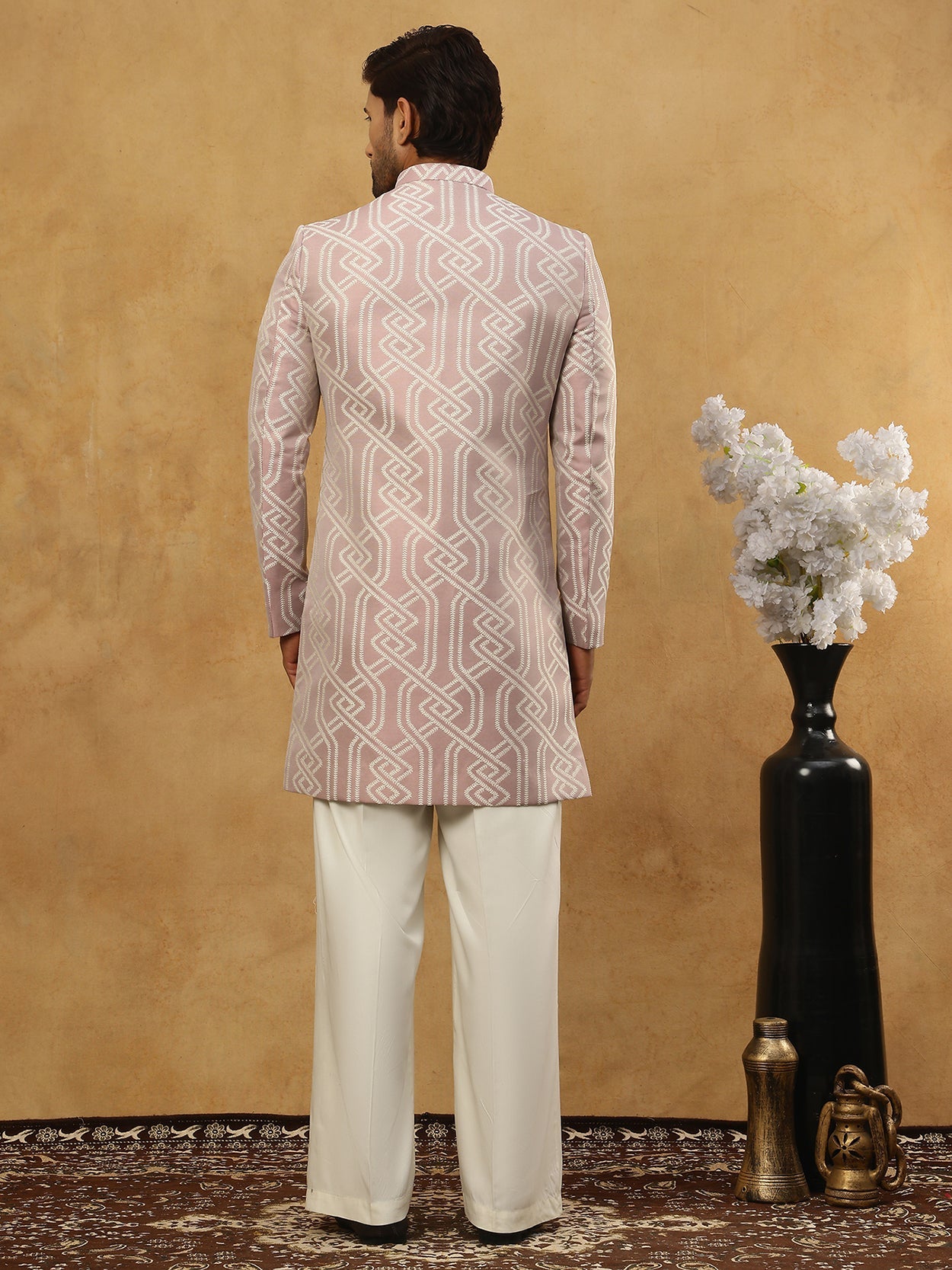 Jacquard Silk Embroidered Indo-Western Set ( 50JIND PJ11W 135Purple )
