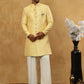 Jacquard Silk Embroidered Indo-Western Set ( 50JIND PJ11W 137Yellow )