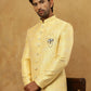 Jacquard Silk Embroidered Indo-Western Set ( 50JIND PJ11W 137Yellow )