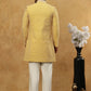 Premium Embroidered Indo-Western Set for Men ( 50JIND PJ11W 138Yellow )
