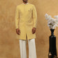 Premium Embroidered Indo-Western Set for Men ( 50JIND PJ11W 138Yellow )