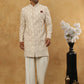 Cotton Blend Embroidered Indo-Western Set ( 50JIND PJ11W 149Beige )
