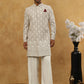 Cotton Blend Embroidered Indo-Western Set ( 50JIND PJ11W 149Grey )
