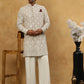 Cotton Blend Embroidered Indo-Western Set ( 50JIND PJ11W 149Grey )
