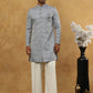 Paisley Jacquard Silk Indo-Western Set ( 50JIND PJ11W 168Grey )