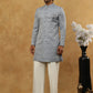 Paisley Jacquard Silk Indo-Western Set ( 50JIND PJ11W 168Grey )