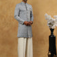 Paisley Jacquard Silk Indo-Western Set ( 50JIND PJ11W 168Grey )