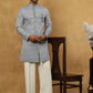 Paisley Jacquard Silk Indo-Western Set ( 50JIND PJ11W 168Grey )