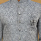 Paisley Jacquard Silk Indo-Western Set ( 50JIND PJ11W 168Grey )