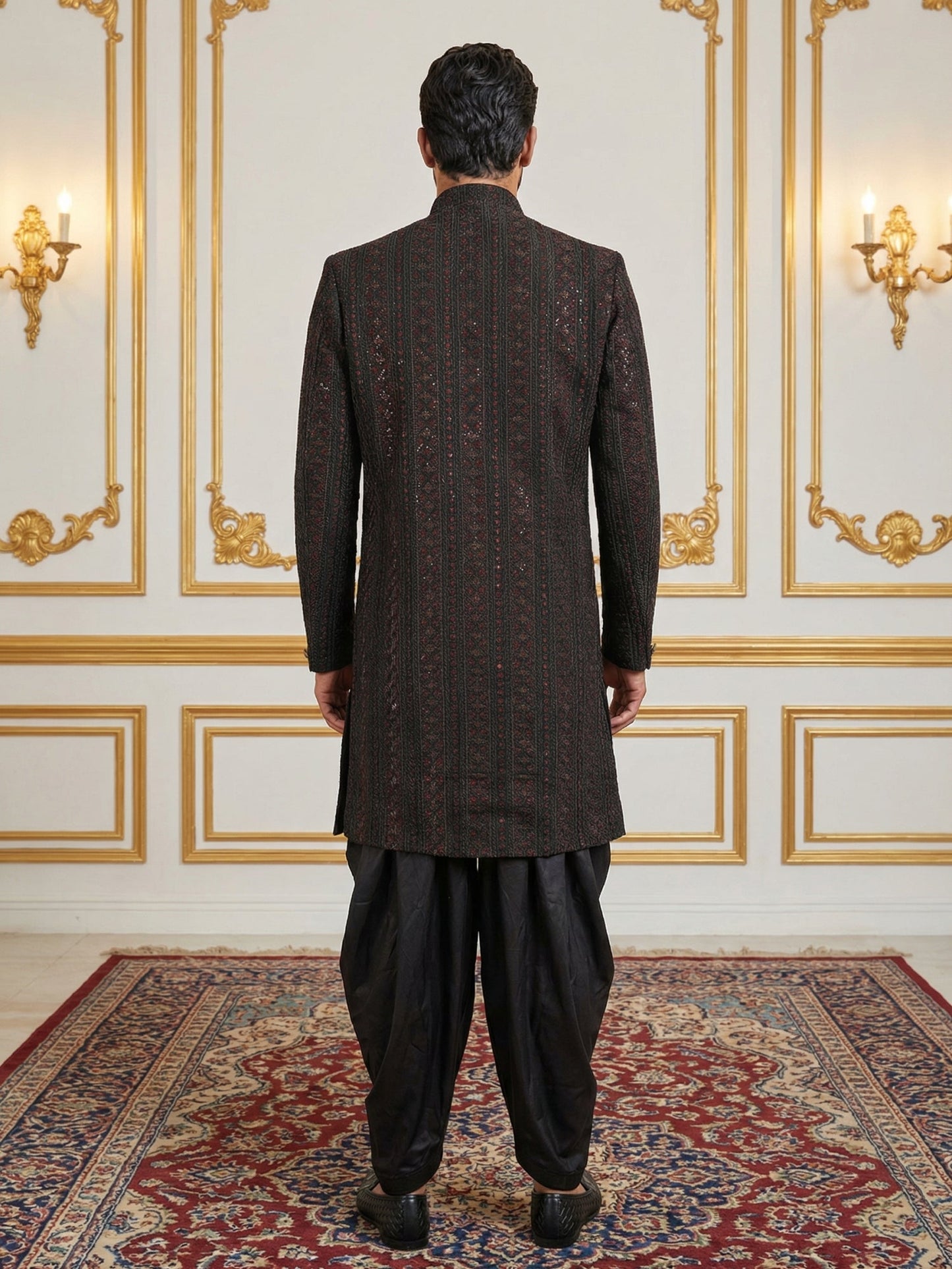 Men Embroidered Indo-Western Set ( 50JIND S7B 103Maroon S )