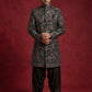 Embroidered Velvet Indo-Western Set for Men ( 50JIND S7B 142Black S )