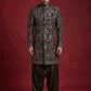 Embroidered Velvet Indo-Western Set for Men ( 50JIND S7B 142Black S )