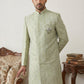 Embroidered Jacquard Silk Indo-Western Set ( 50JIND S7W 135Pista S )