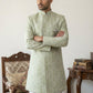 Embroidered Jacquard Silk Indo-Western Set ( 50JIND S7W 135Pista S )