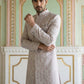 Embroidered Jacquard Silk Indo-Western Set ( 50JIND S7W 135Purple S )