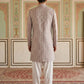 Embroidered Jacquard Silk Indo-Western Set ( 50JIND S7W 135Purple S )