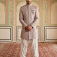 Embroidered Jacquard Silk Indo-Western Set ( 50JIND S7W 135Purple S )