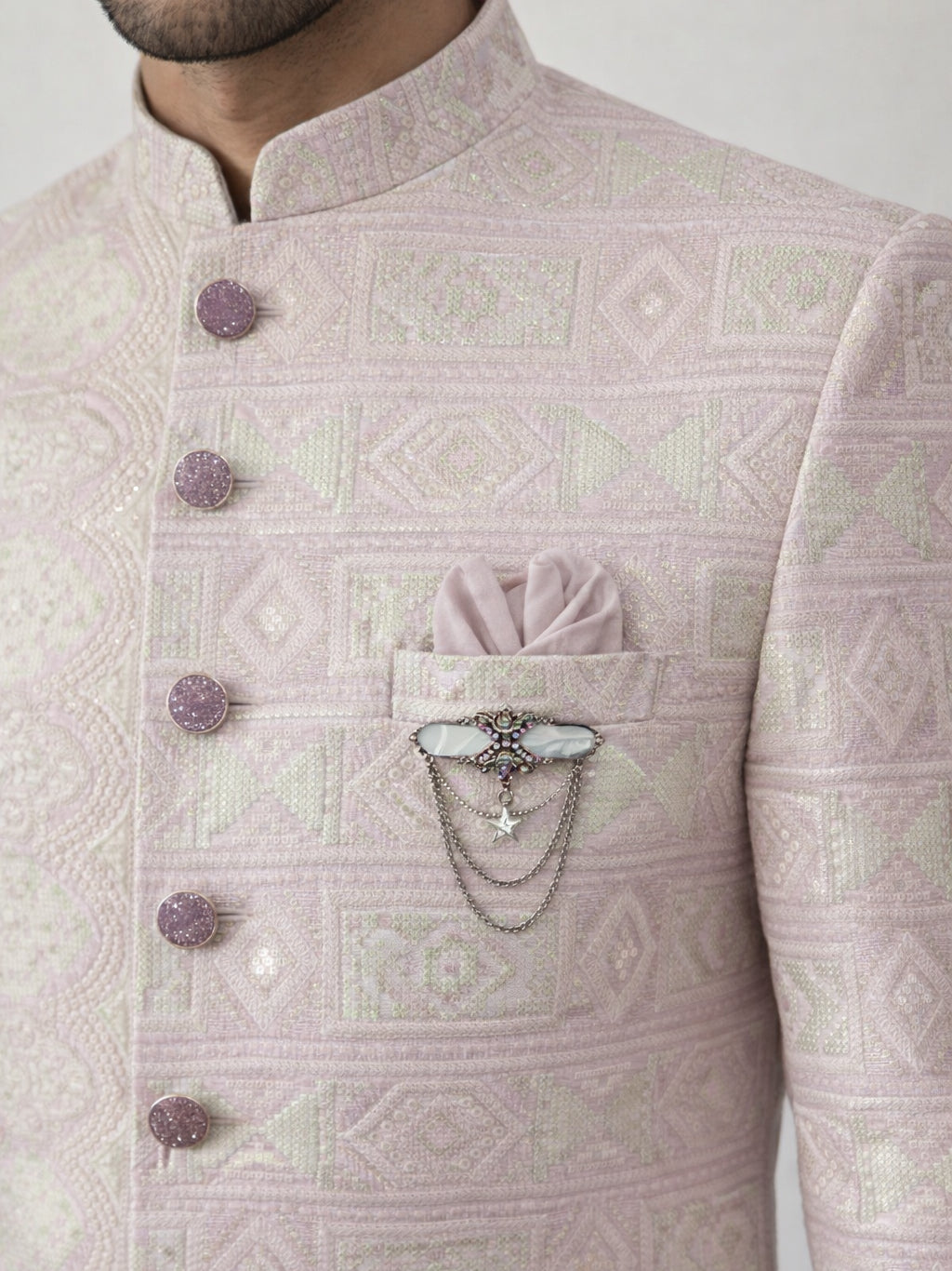 Silk Blend Embroidered Indo-Western Set ( 50JIND S7W 136Pink S )