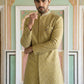 Embroidered Silk Blend Indo-Western Set ( 50JIND S7W 138Yellow S )