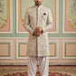 Cotton Blend Embroidered Indo-Western Set ( 50JIND S7W 149Beige S )