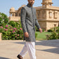 Men’s Woven Silk Jacquard Indo-Western Set ( 50JIND S7W 164Grey S )