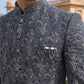 Men’s Woven Silk Jacquard Indo-Western Set ( 50JIND S7W 164Grey S )
