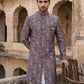 Men’s Woven Silk Jacquard Indo-Western Set ( 50JIND S7W 164Maroon S )