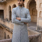 Paisley Jacquard Silk Indo-Western Set ( 50JIND S7W 168Grey S )
