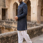 Silk Blend Woven Indo-Western Set ( 50JIND S7W 171Navy S )