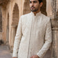 Silk Blend Heavy Embroidered Sherwani Set ( 50JSH 105Cream S )
