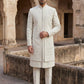 Silk Blend Heavy Embroidered Sherwani Set ( 50JSH 105Cream S )