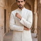 Silk Blend Heavy Embroidered Sherwani Set ( 50JSH 105Cream S )