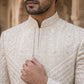 Silk Blend Heavy Embroidered Sherwani Set ( 50JSH 105Cream S )