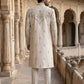 Designer Silk Blend Sherwani Set for Men ( 50JSH 108Golden L )