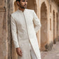 Men Jacquard Silk Blend Sherwani Set ( 50JSH 109Cream M )