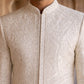 Men Jacquard Silk Blend Sherwani Set ( 50JSH 109Cream M )