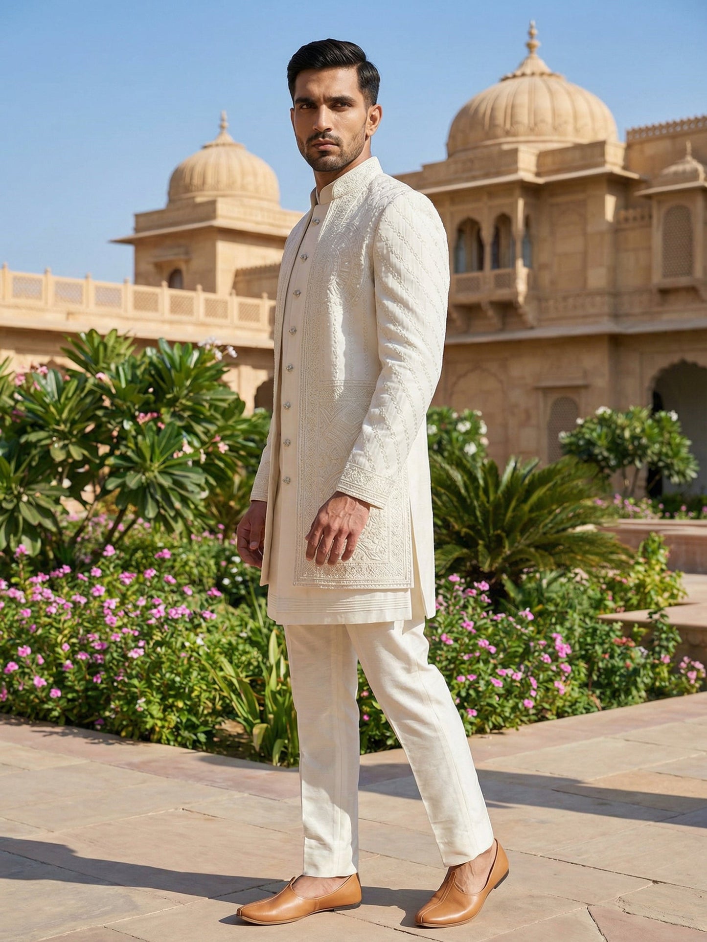 Classic Royal Ivory Sherwani Set ( 50JSH 110Cream M )