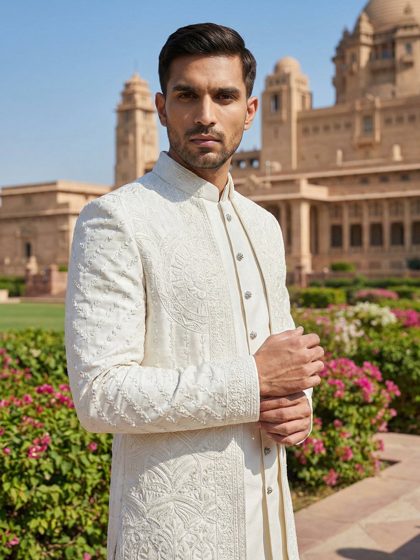 Classic Royal Ivory Sherwani Set ( 50JSH 110Cream M )