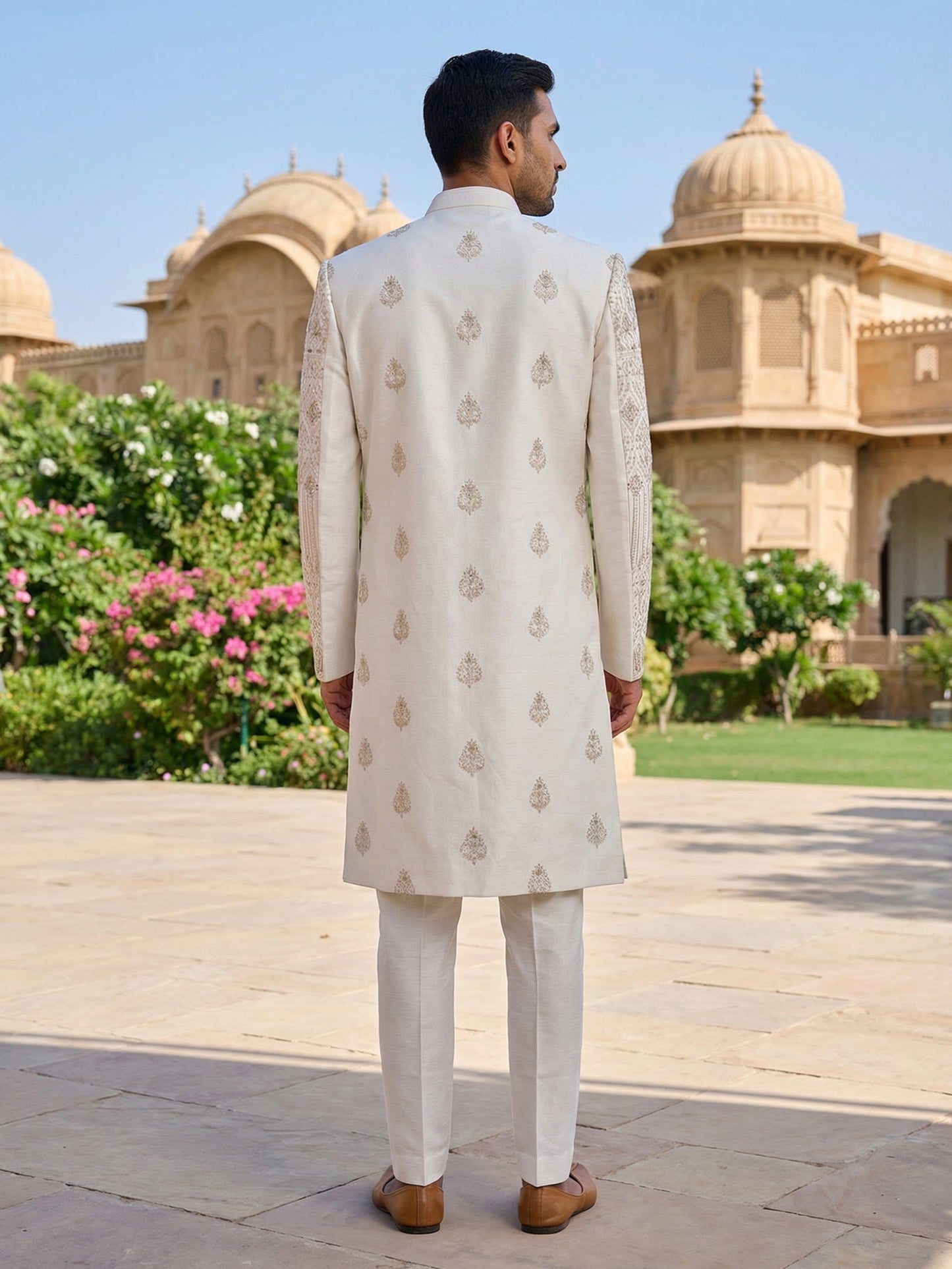 Rajkunwar Ivory Wedding Sherwani Set ( 50JSH 111Golden XL )