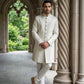 Silk Blend Embroidered Royal Sherwani Set ( 50JSH 112Cream L )