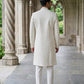Silk Blend Embroidered Royal Sherwani Set ( 50JSH 112Cream L )