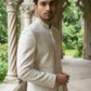 Silk Blend Embroidered Royal Sherwani Set ( 50JSH 112Cream L )