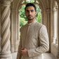 Ivory Gold Embroidered Sherwani Set ( 50JSH 113Golden M )