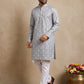 Men's Foil Print Traditional Kurta Pyjama ( 65KP W F 5630 Grey )
